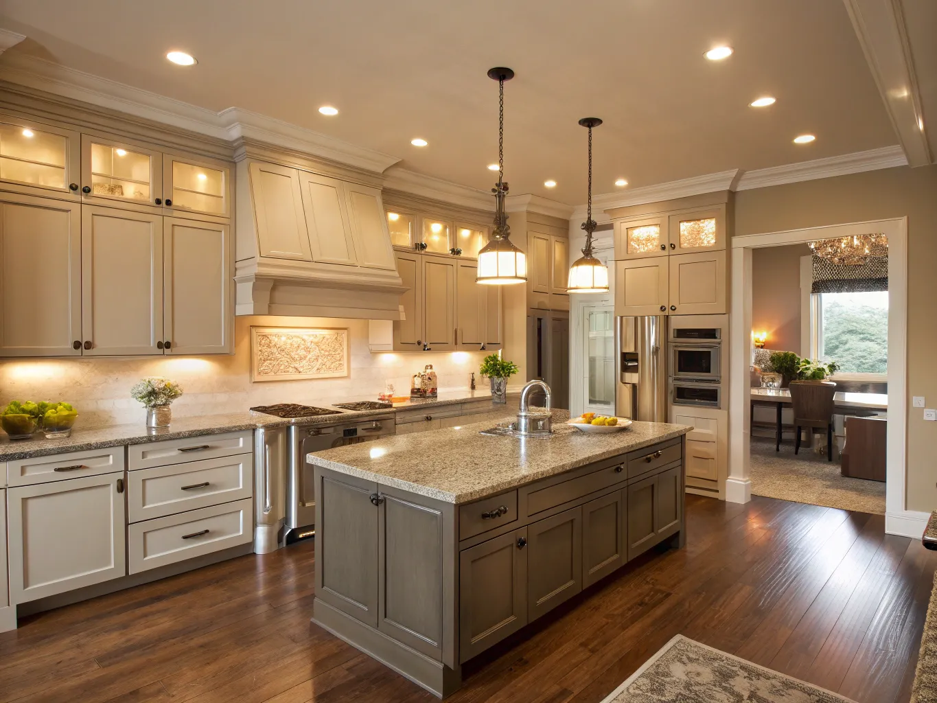Well-designed kitchen with layered lighting